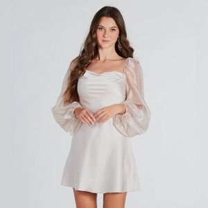 Promesa Cream Satin Dress